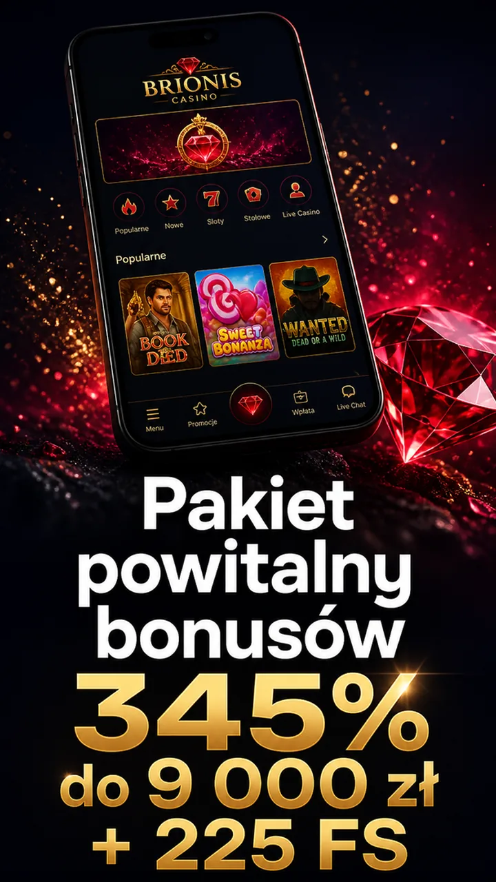 Pakiet powitalny bonusów 345% do 9 000 zł + 225 FS — baner mobilny Brionis